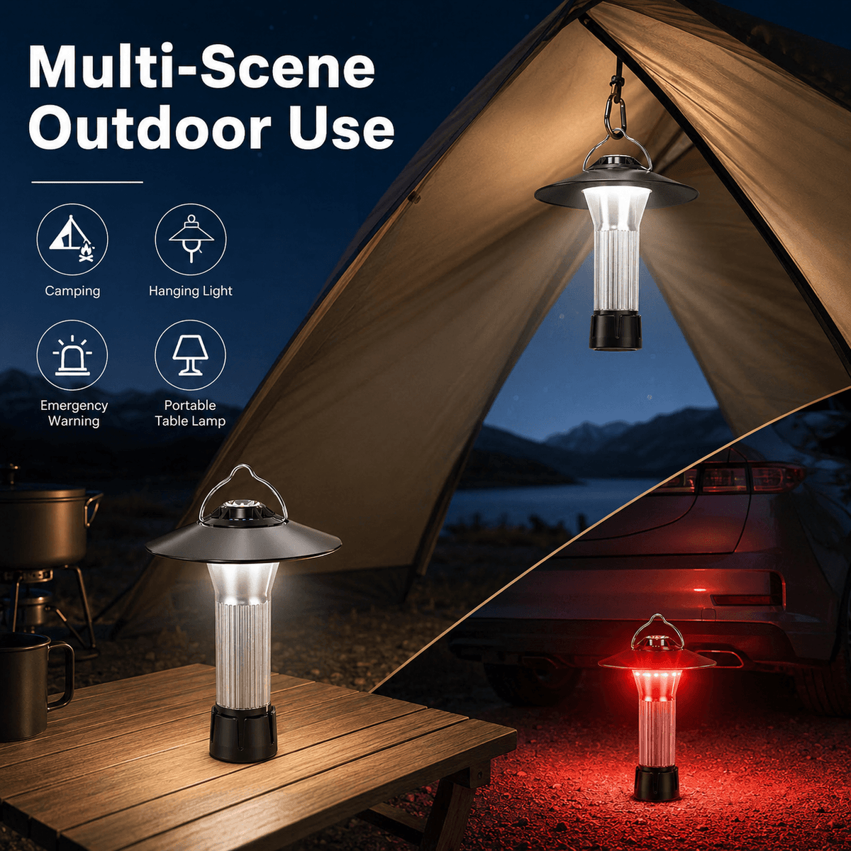 Fonction de banque de puissance magnétique rechargeable Type C LED Camping Lanterne HW777 400LM Pour la tente