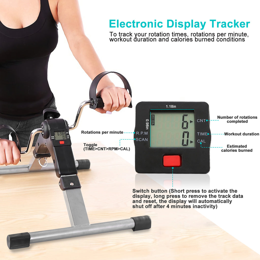1Pc Foldable Exercise Bike Pedal Fitness Exercise Cycle Bicycle LCD Display Mini Pedal Exerciser
