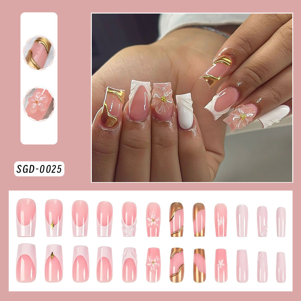 Conseils pour ongles artificiels en plaqué or floral en 24-pièces