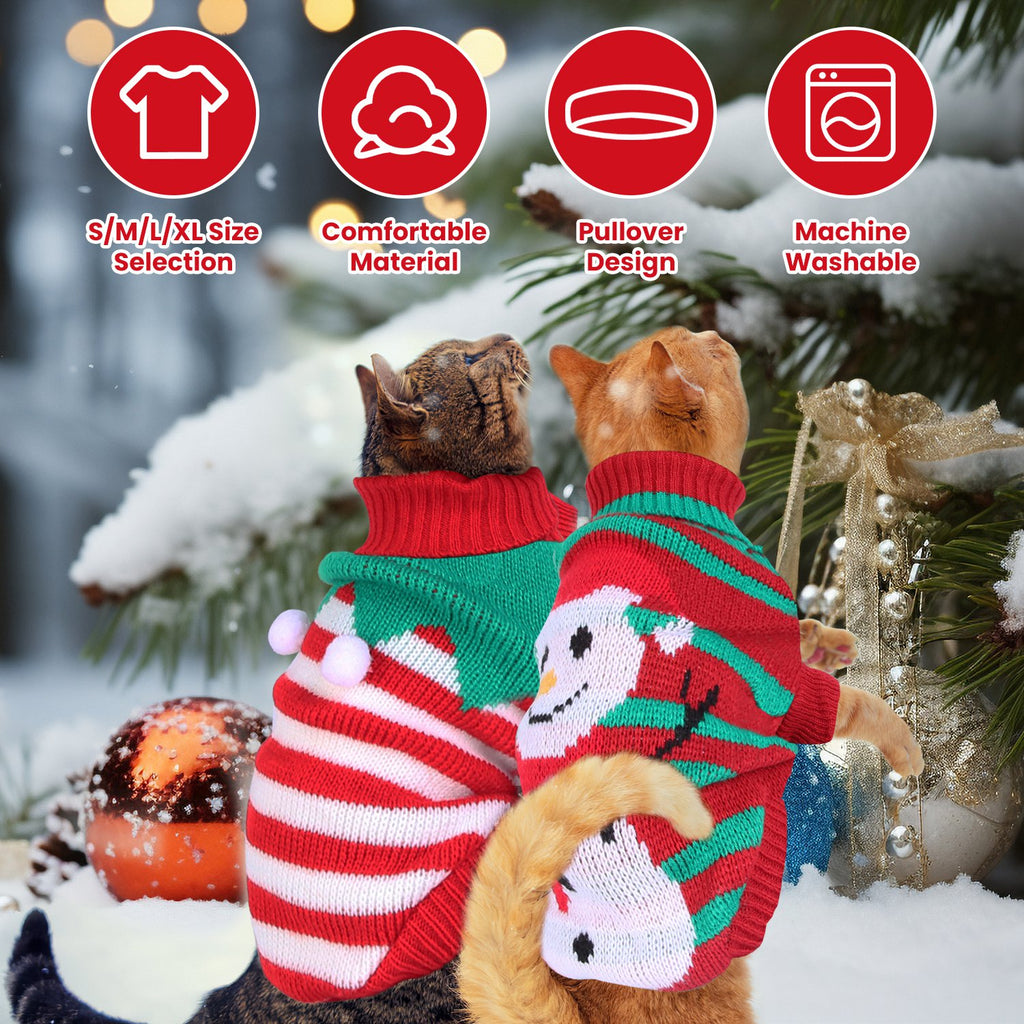 2 Patterns 4 Tailles Option-- 1Pc Animaux de Noël Chandail en col roulé Chandail Chat Vêtements de Noël