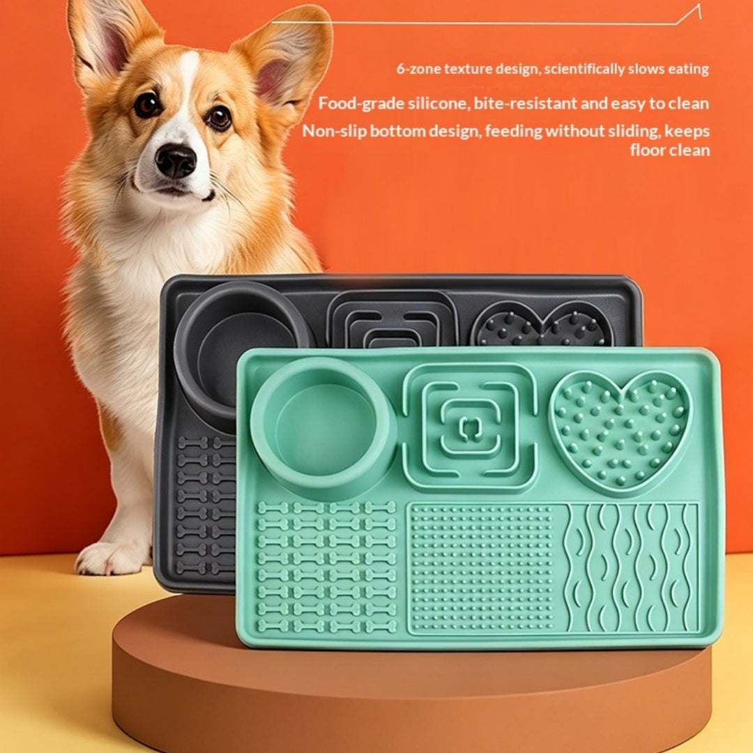 Bol d'alimentation multifonctionnel pour animaux de compagnie en silicone couleur solide