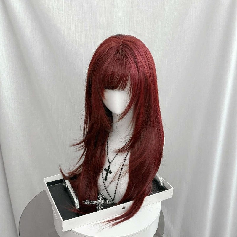 Wig rouge brillant et tendance quotidien tête pleine
