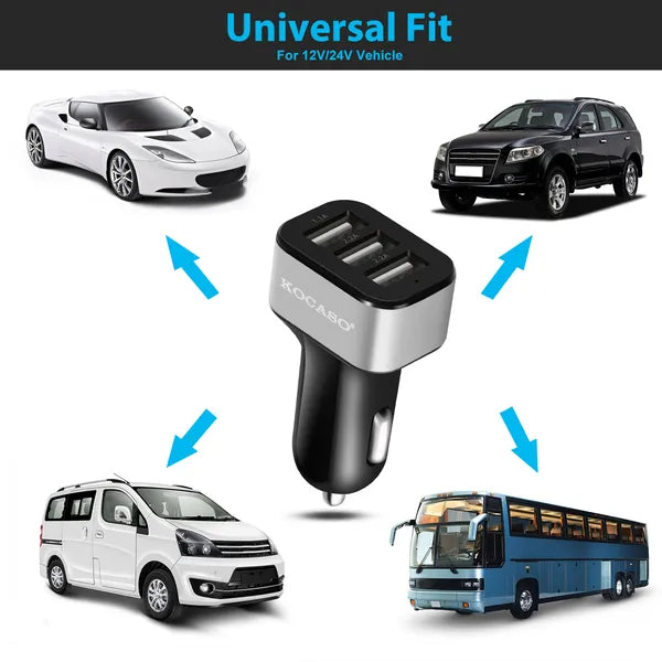 Chargeur de voiture USB 30W 5.5A 3 Adaptateur de chargeur de cigarette port USB