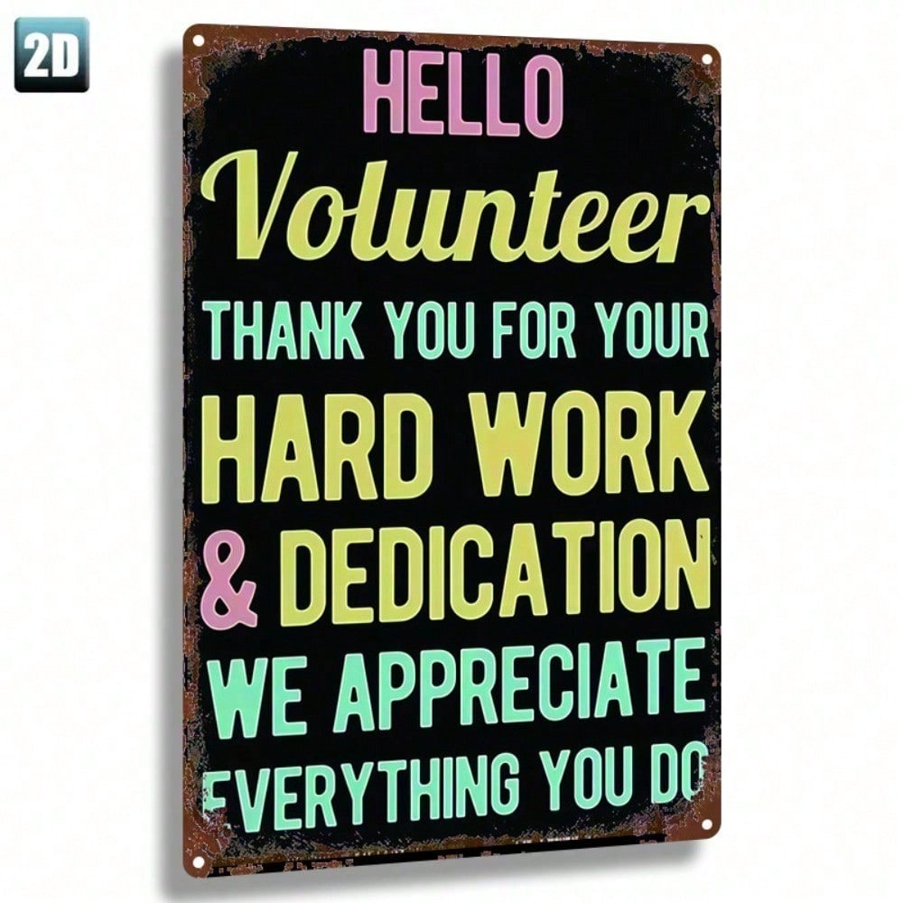 Vintage hello volontaire métal panneau 8x12in retro plaque murale