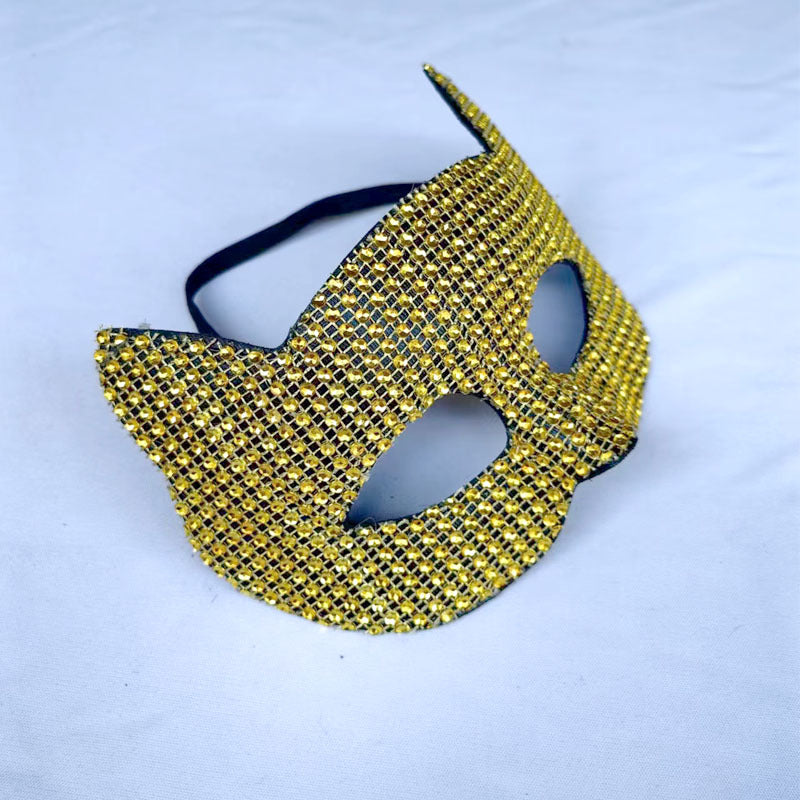 Performance Masquerade d'Halloween Cristaux Stick-on Cat Hommes et femmes Masque