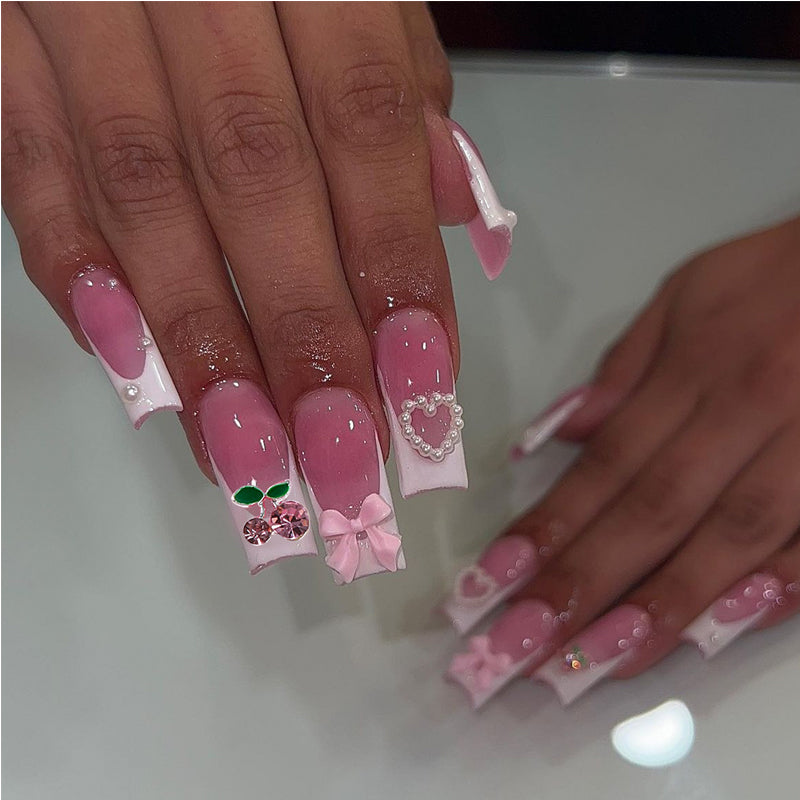 24 PCS Cerise Bow Nail Art