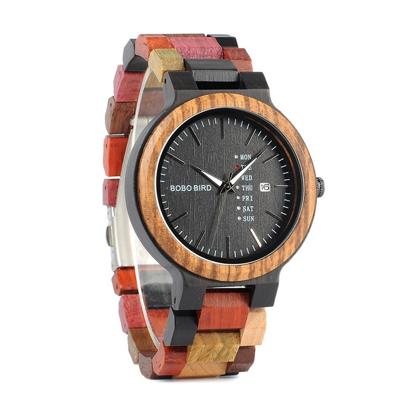 Montres en bois et montres Quartz affichage de la date