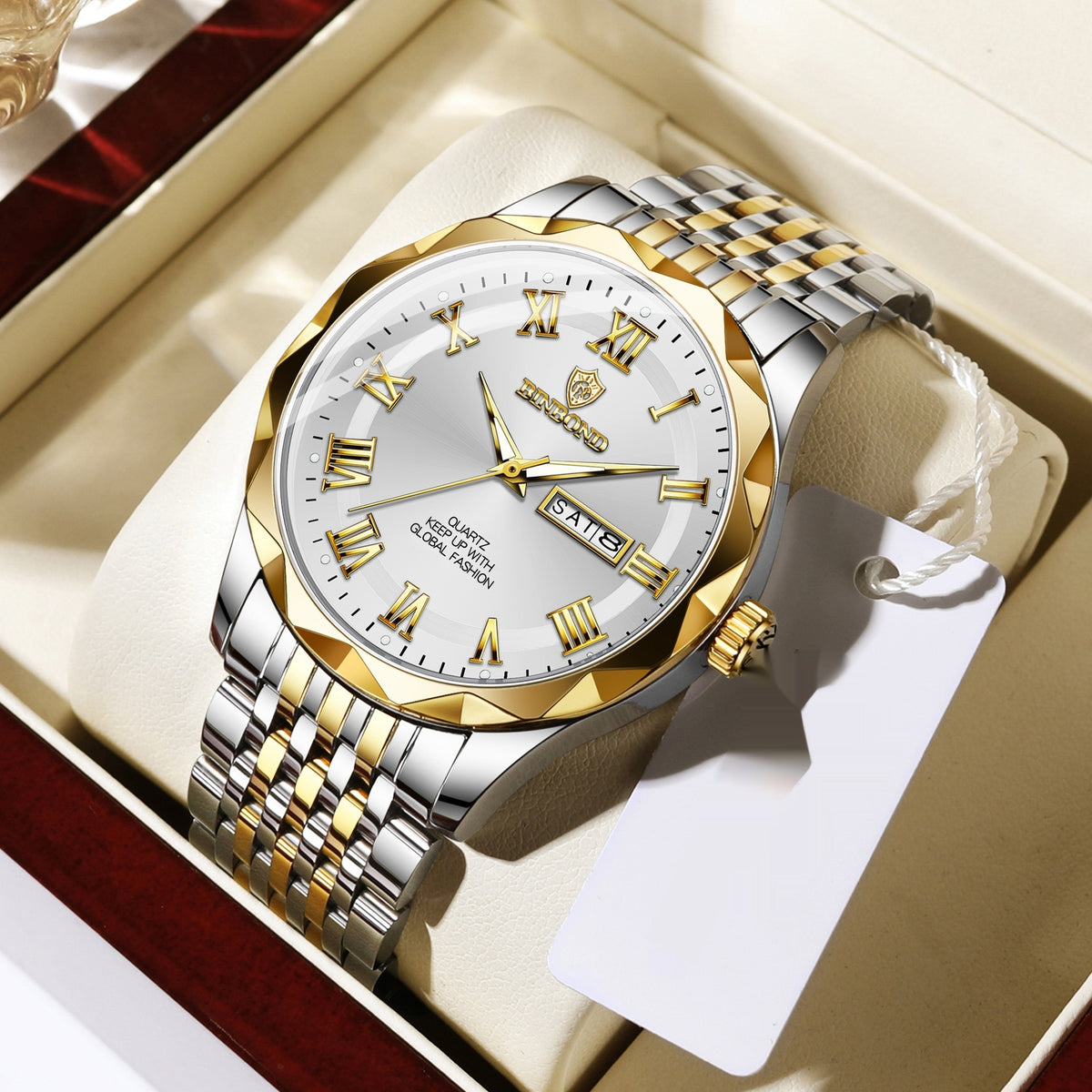 Men's Waterproof Quartz Watch with Dual Calendar Mode