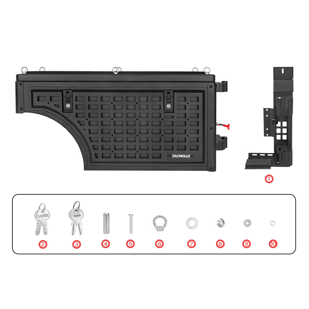 Boîte à outils de rangement côté lit camion SwingCase convient à Tacoma 5ft court lit-R
