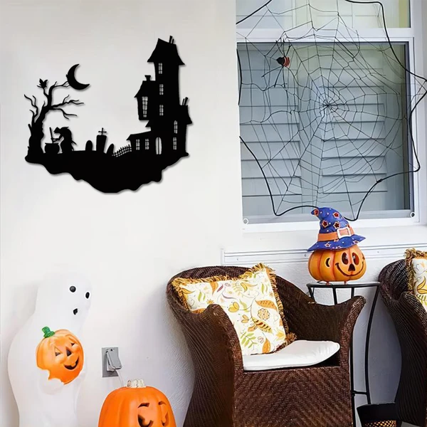 CIFbuy Gothic Skull Iron Wall Art Vintage Halloween Décor pour intérieur extérieur (TikTok)