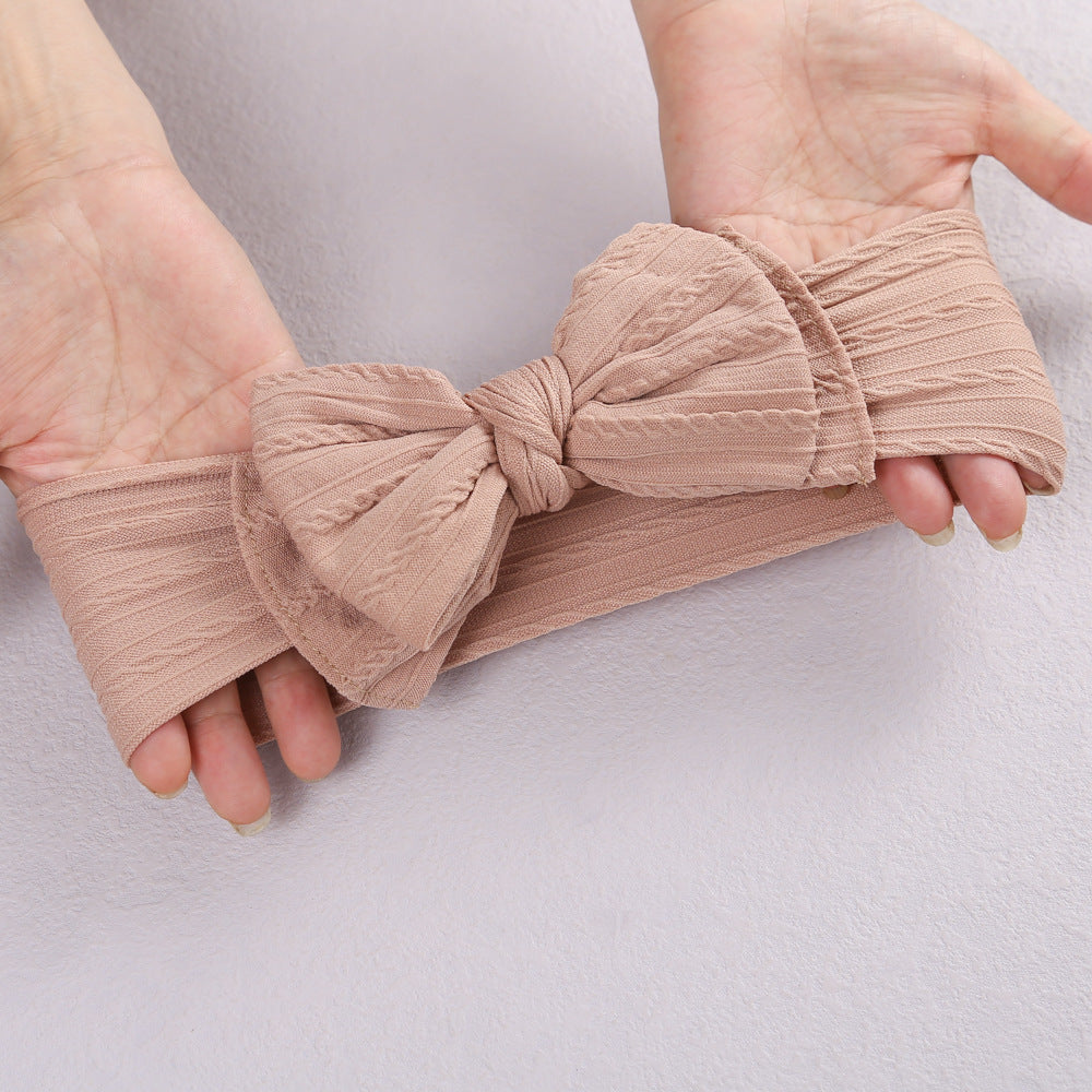 Accessoires capillaires pour enfants Jacquard Nylon Bande de cheveux Double couche Bow