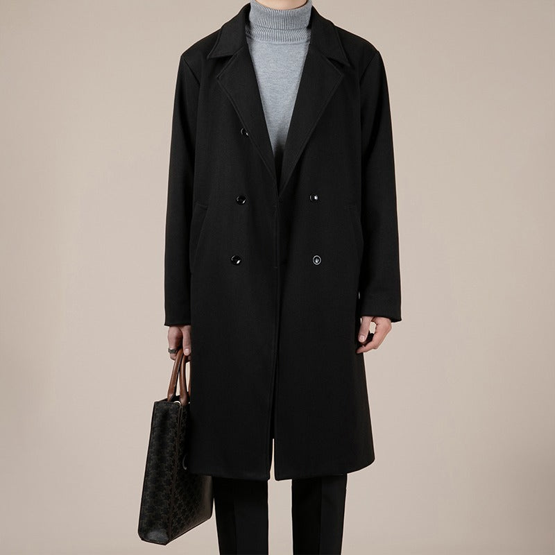Autumn and Winter Trench Men's Mid-long Woolen Korean Coat