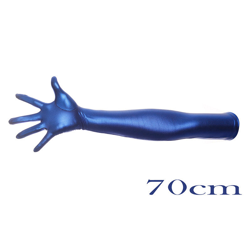 Gants d'estampage et de déguisement de long en or brillant