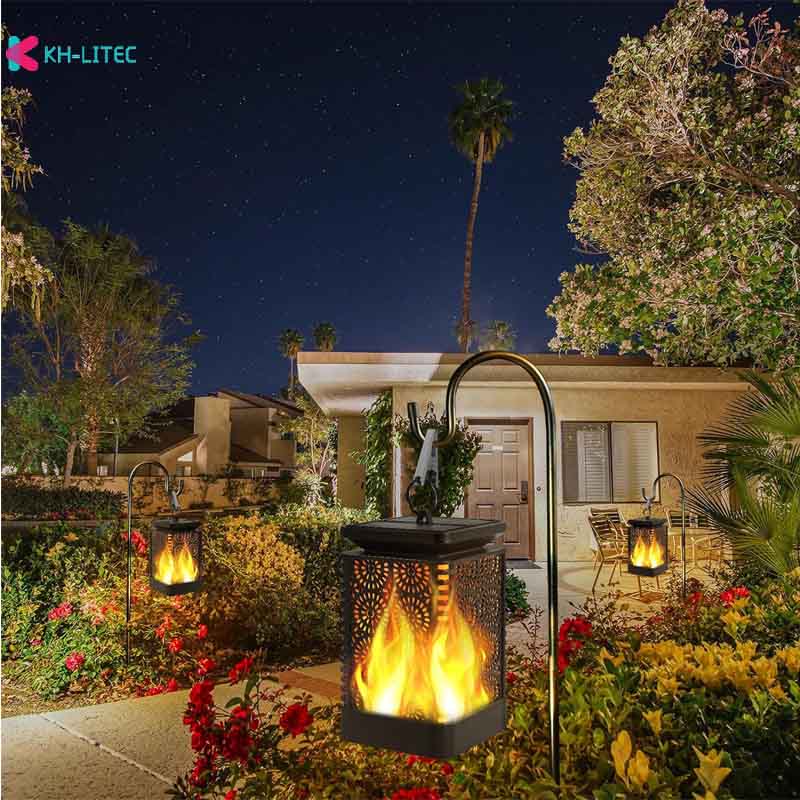 Lampes de flamme à suspension solaire Flickering Light Waterproof Garden Décoration Loi extérieure