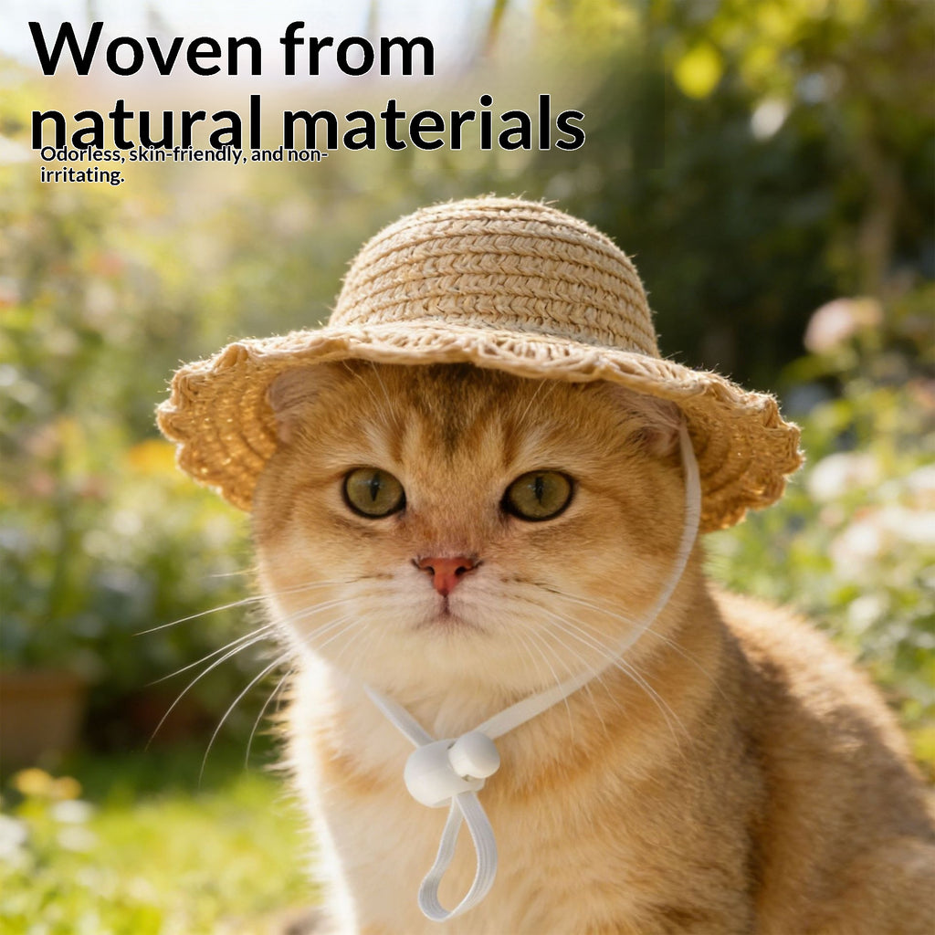Pet Sunshade Cat Sun Protection Mini Chapeau de paille