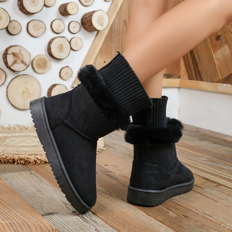 Bottes de neige éparpillées en polaire pour femmes