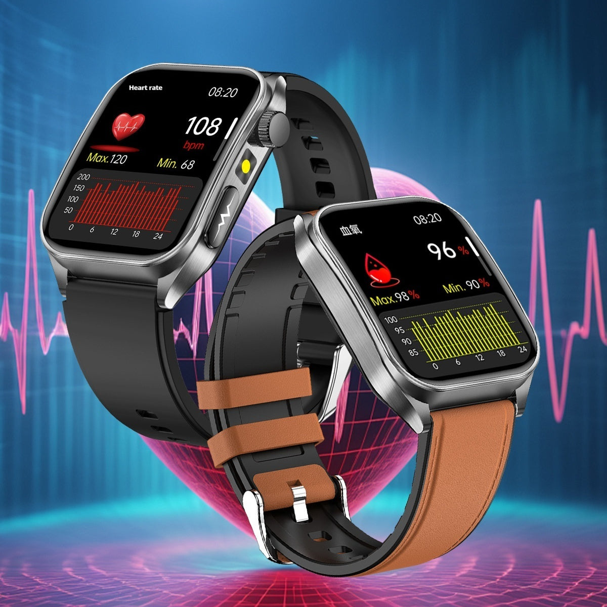 Smart Health Watch BP HR ECG lipides sanguins Uric Acid Calls 650nm Laser Therapy