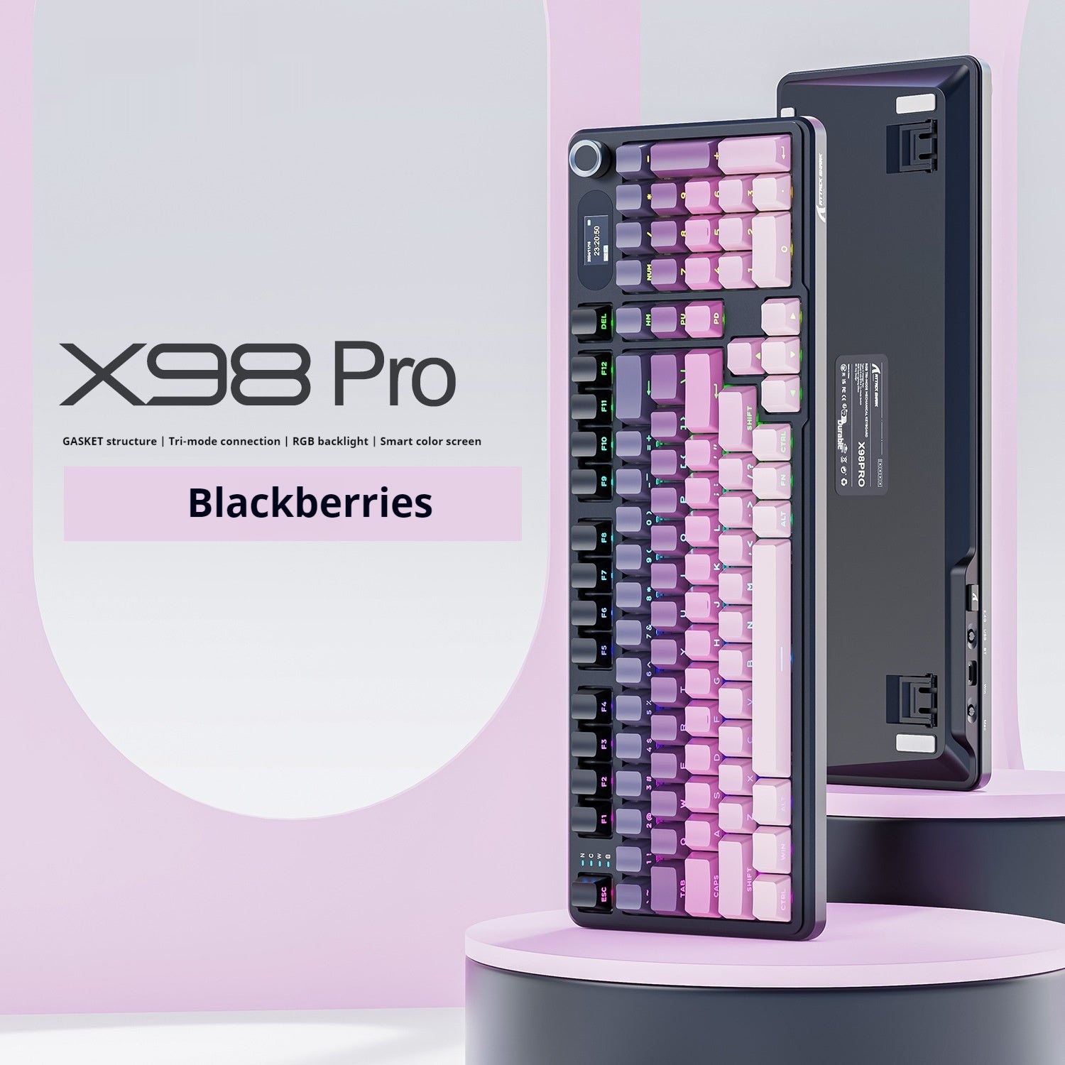 Gravure latérale Bluetooth sans fil RGB à trois modes avec clavier mécanique Knob Game