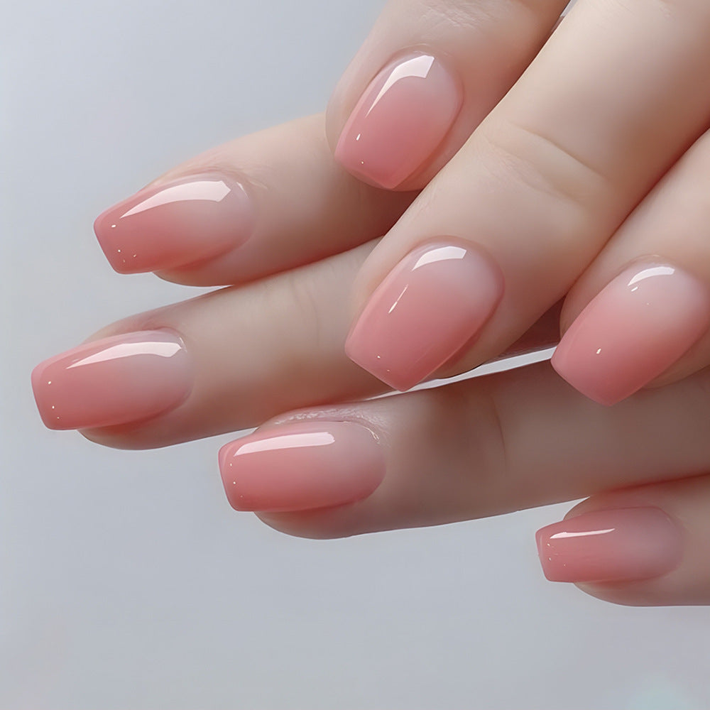 Stickers 24 pièces d'huile d'acrylique carrée courte avec dégradé rose et effet press-on pour