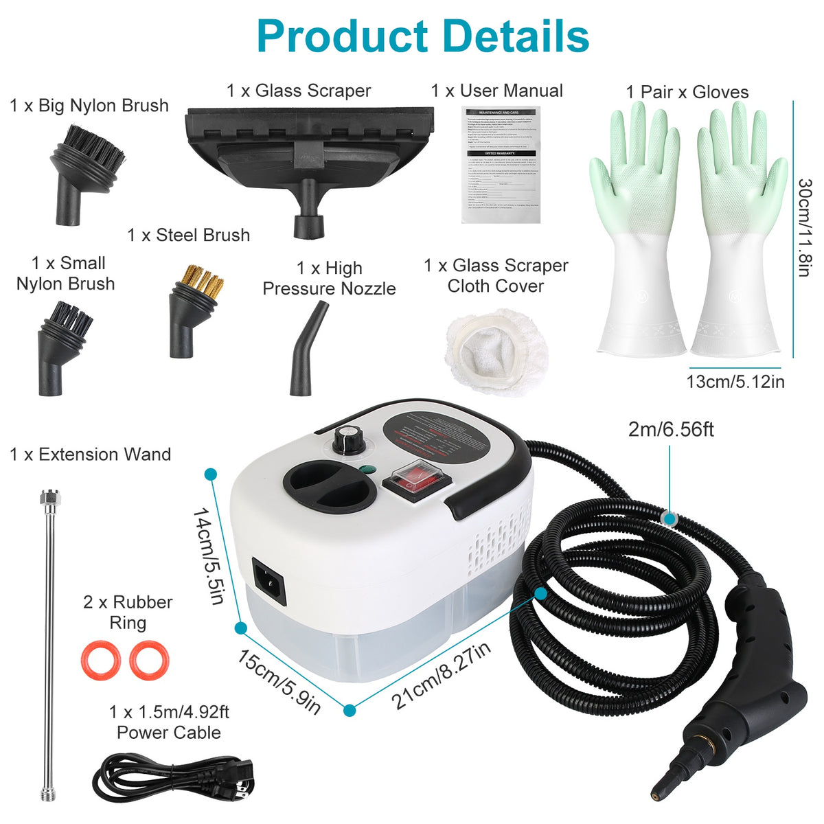 Handheld Steam Cleaner 2500W Multifunctional Small Powerful High Temperature Steamer