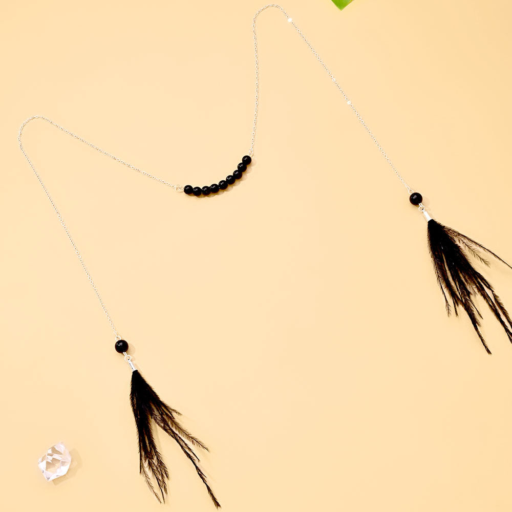 Feather Tassel Nez Chain Vintage Perled Style No Ear Piercing Required