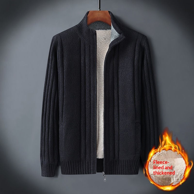Pull en tricot de mode homme avec doublure en polaire
