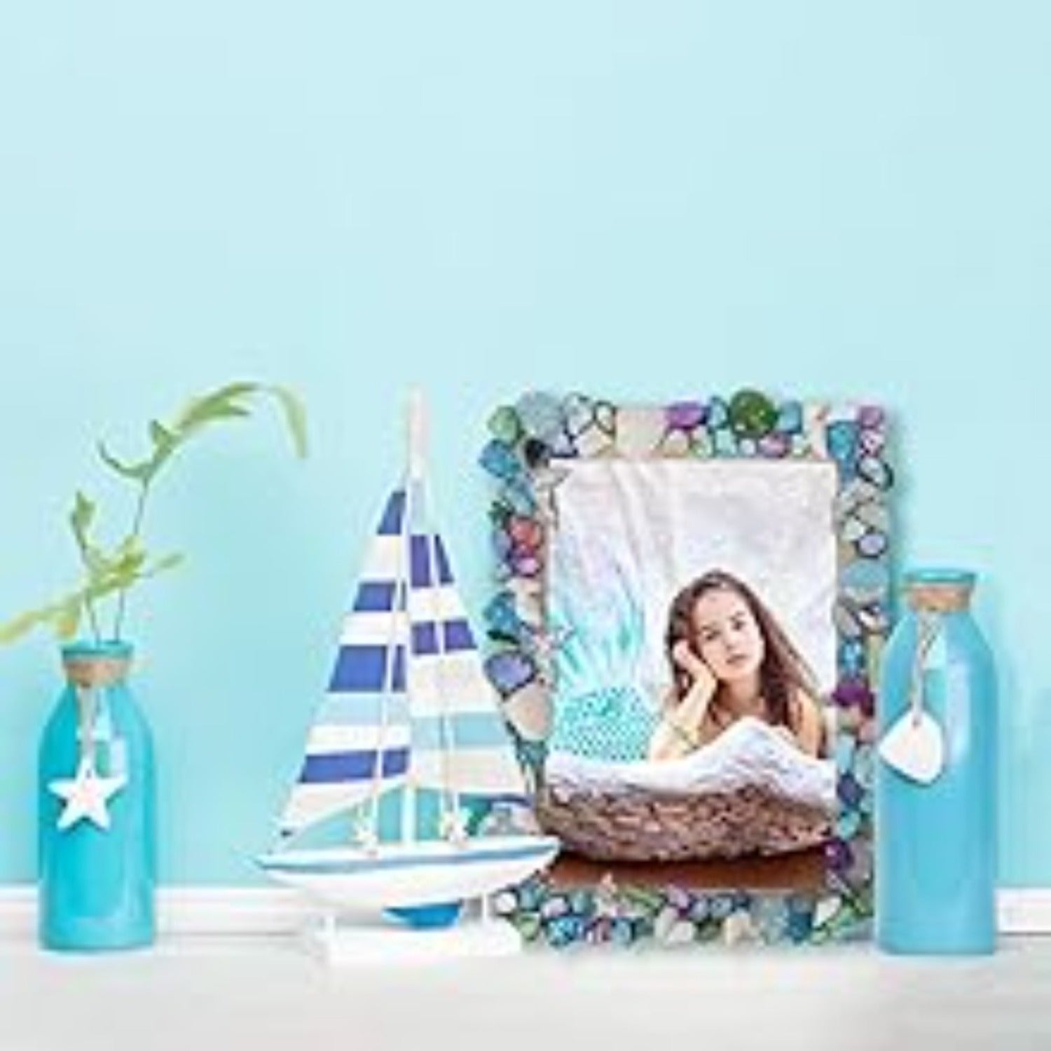 Mosaic Picture Frame Craft Kit Pour elle: En bois Photo Frame Mosaic Kits avec Shells et Fis