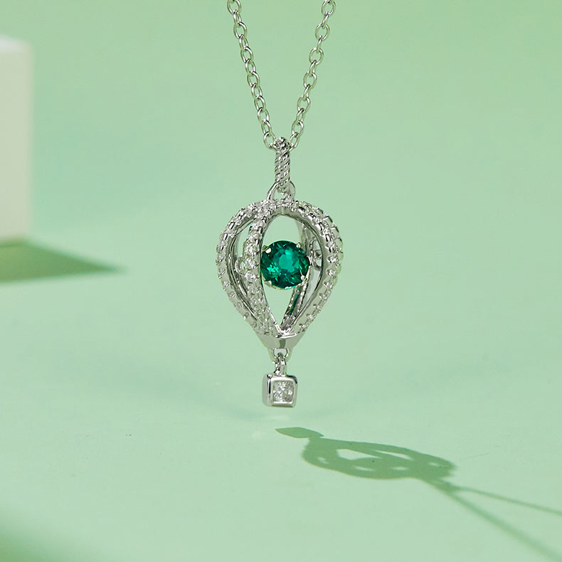 S925 Collier de coeur émeraude en argent 2,5g 0,52ct