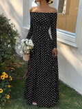 Long-sleeved polka dot dress