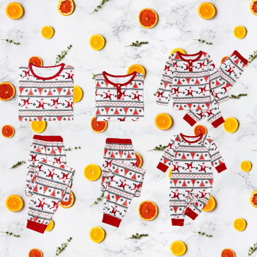 Cou rond à manches longues imprimé pyjama pour parent-enfant de Noël