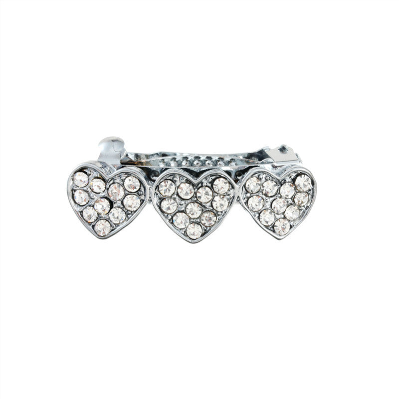 Barrettes de coeur en alliage de Strass Peach