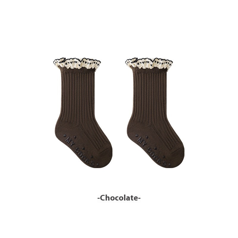 Enfants Mid Calf Lace Princess Chaussettes