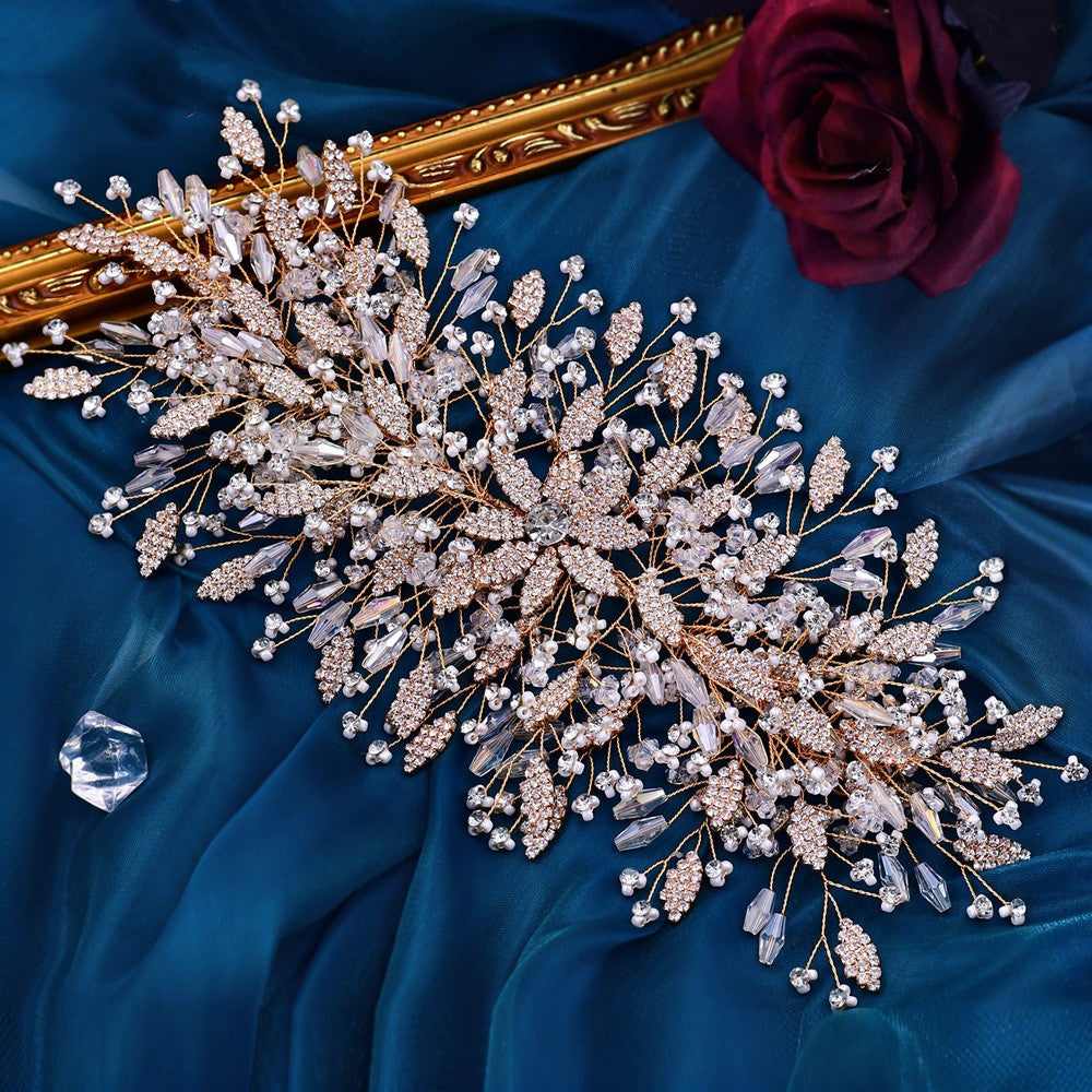 Accessoires pour cheveux de mariée créatifs exagérés dorés