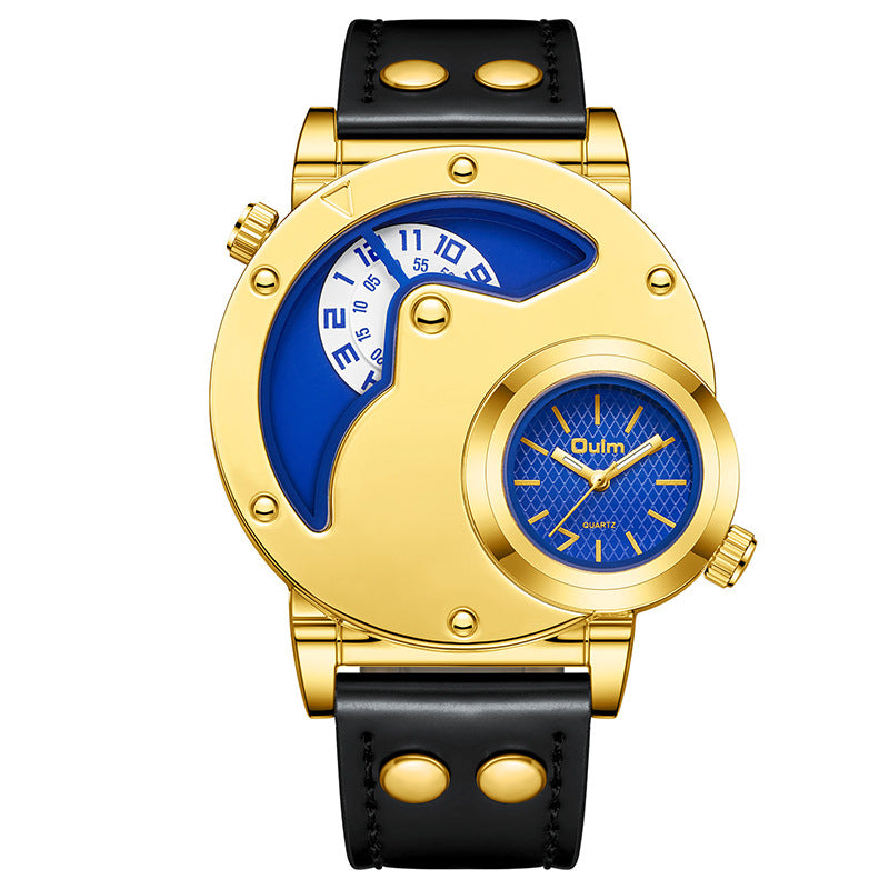 Montre or multi-fonctionnelle à cadran exagéré pour hommes