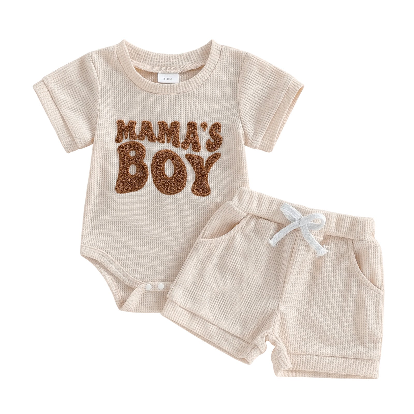 Bébé garçon à manches courtes lettre brodée Romper et shorts ensemble à deux pièces