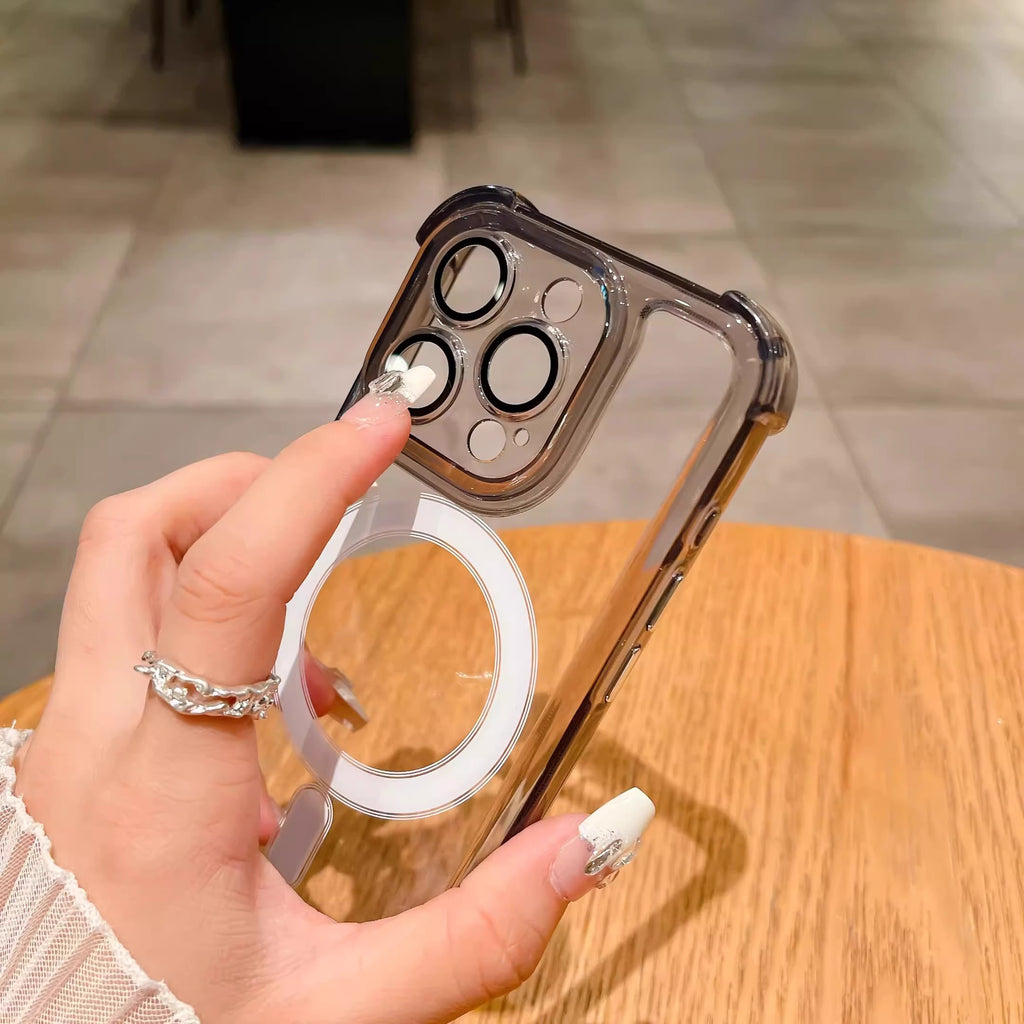 Le boîtier de téléphone de coussin gonflable transparent est livré avec le protège-objectif couverture de protection tout compris