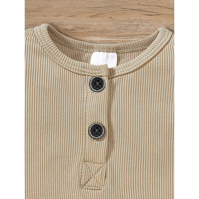 3-Pack Nouveau-nés Bébés Garçons & Filles Longue Manches Ribbed Romper Soft Button Front Jump