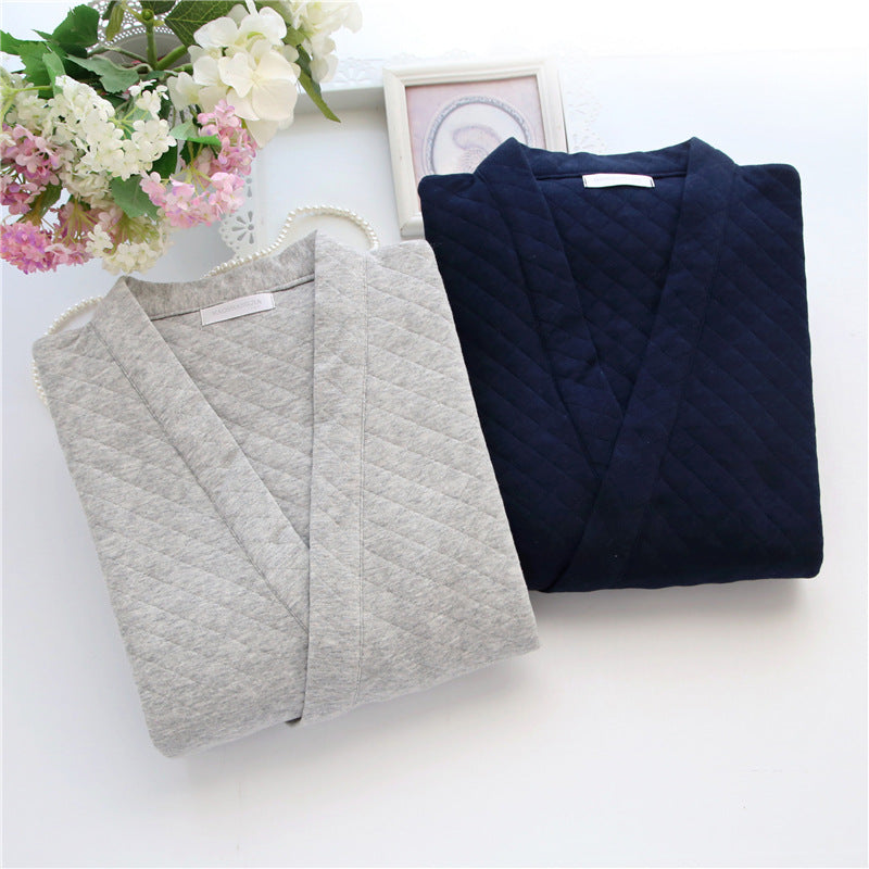 Autumn Hiver Hommes Style Japonais Pure Cotton Air-Layer Loungewear Set