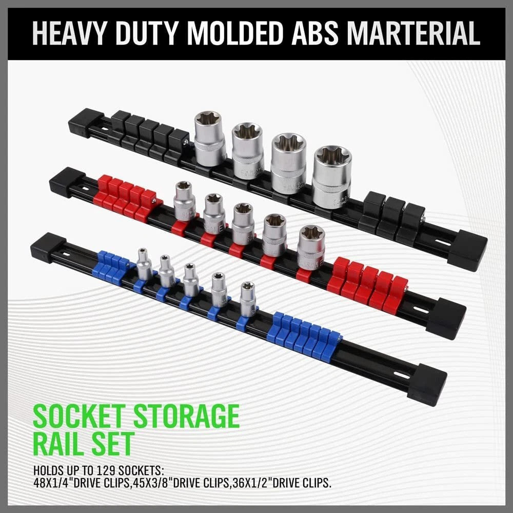 9PCS Support de rangement de rail de socket Set de rangement 1-2 en 3-8 en 1-4 en ABS