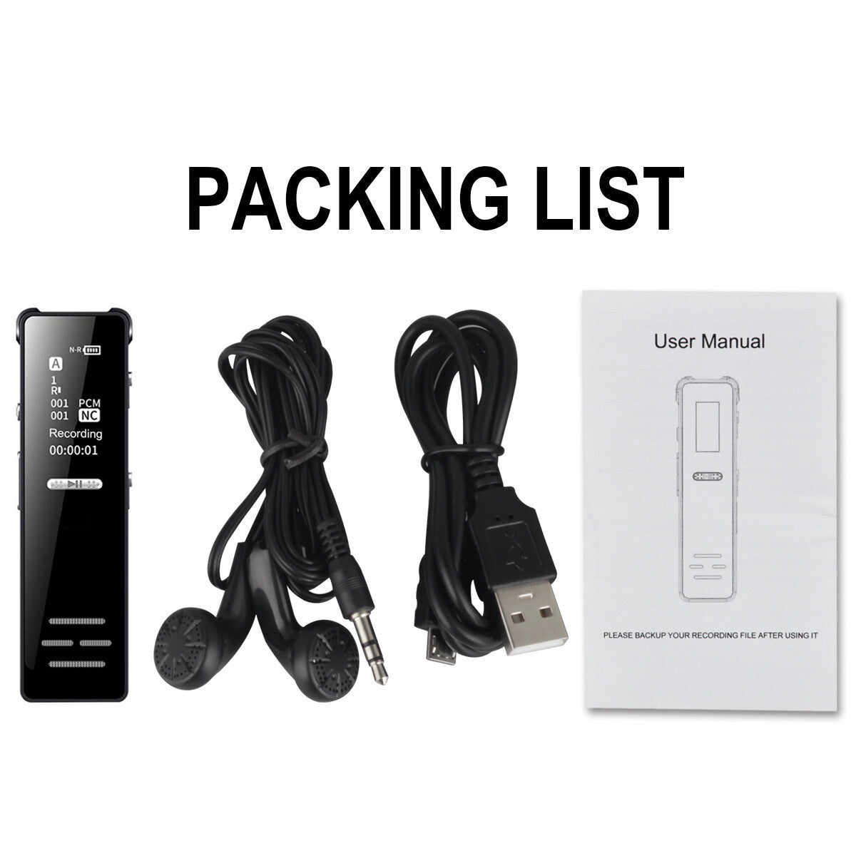 128G Enregistreur audio Spy Digital Voice activé Mini lecteur MP3 dictaphone son
