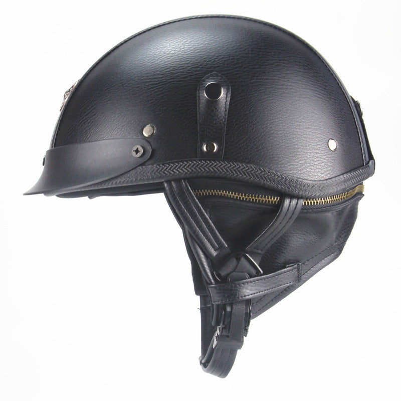 Rétro Casque personnalisé demi pédale moto American Cruise Casque en cuir fait main