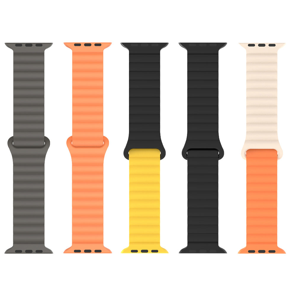 Bracelet de montre à boucle magnétique en silicone bicolore