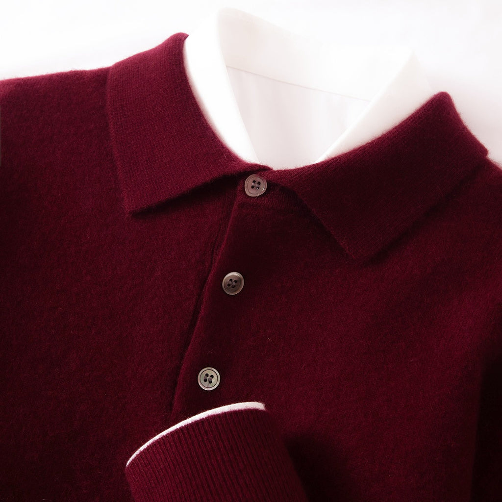 Hommes Polo-Neck Business-Casual Knitted Base Layer Arrivée