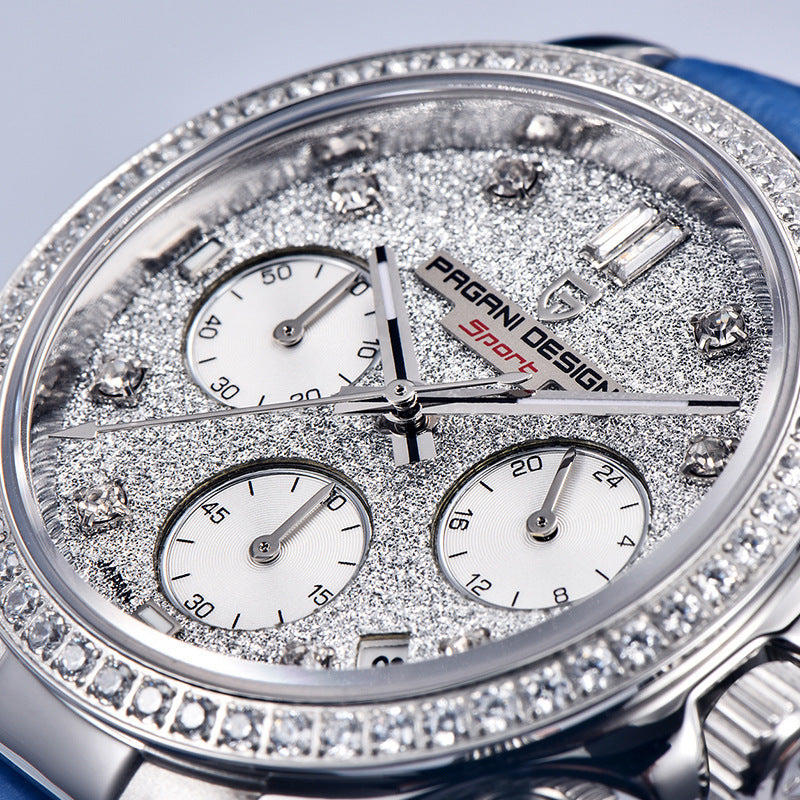 Diamond Surface Calendar Montre en acier inoxydable imperméable