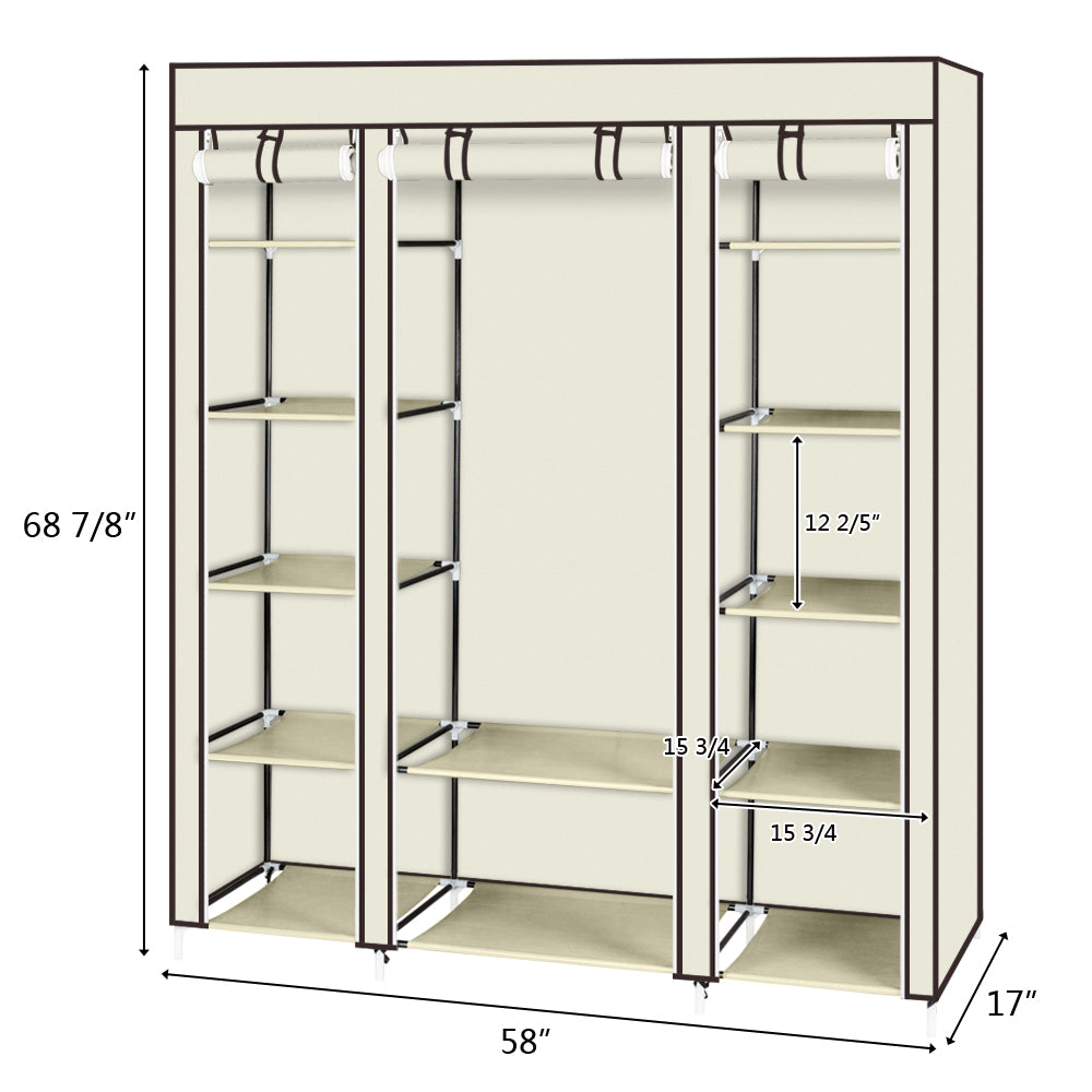 Armoire non tissée 5 couches 12 compartiments 150x45x175-beige