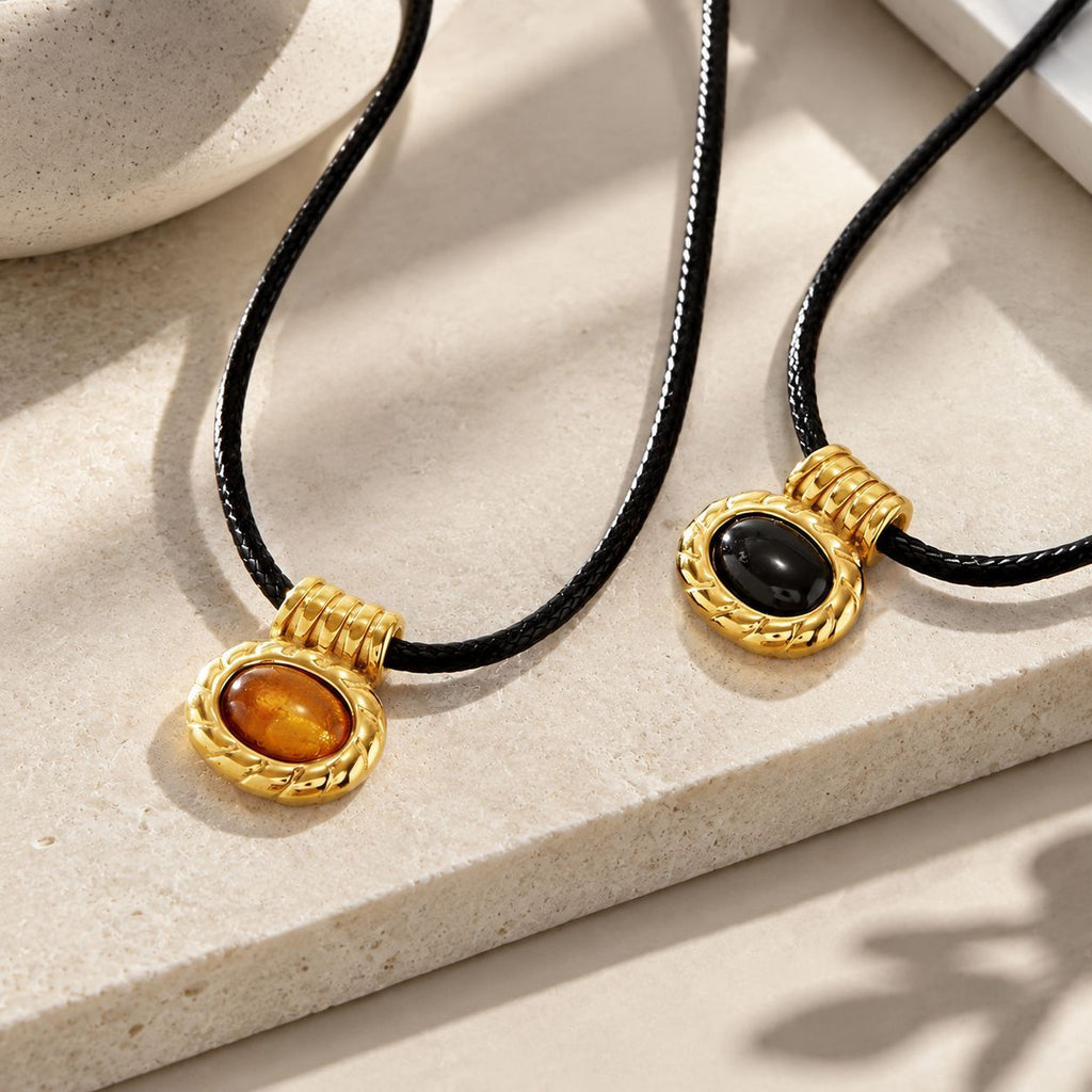 Résine Black Rope Titanium Collier en acier Léger Luxe
