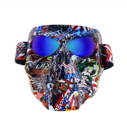 Crâne masque moto rider équipé de lunettes
