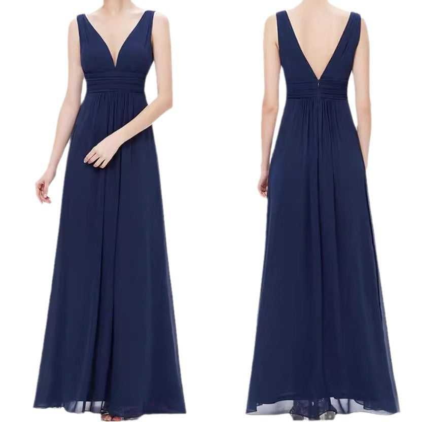 Plus Size Deep V Neck Evening Gown