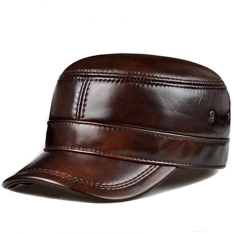 Chapeau en cuir pour les hommes chaud plat protection de l'oreille supérieure