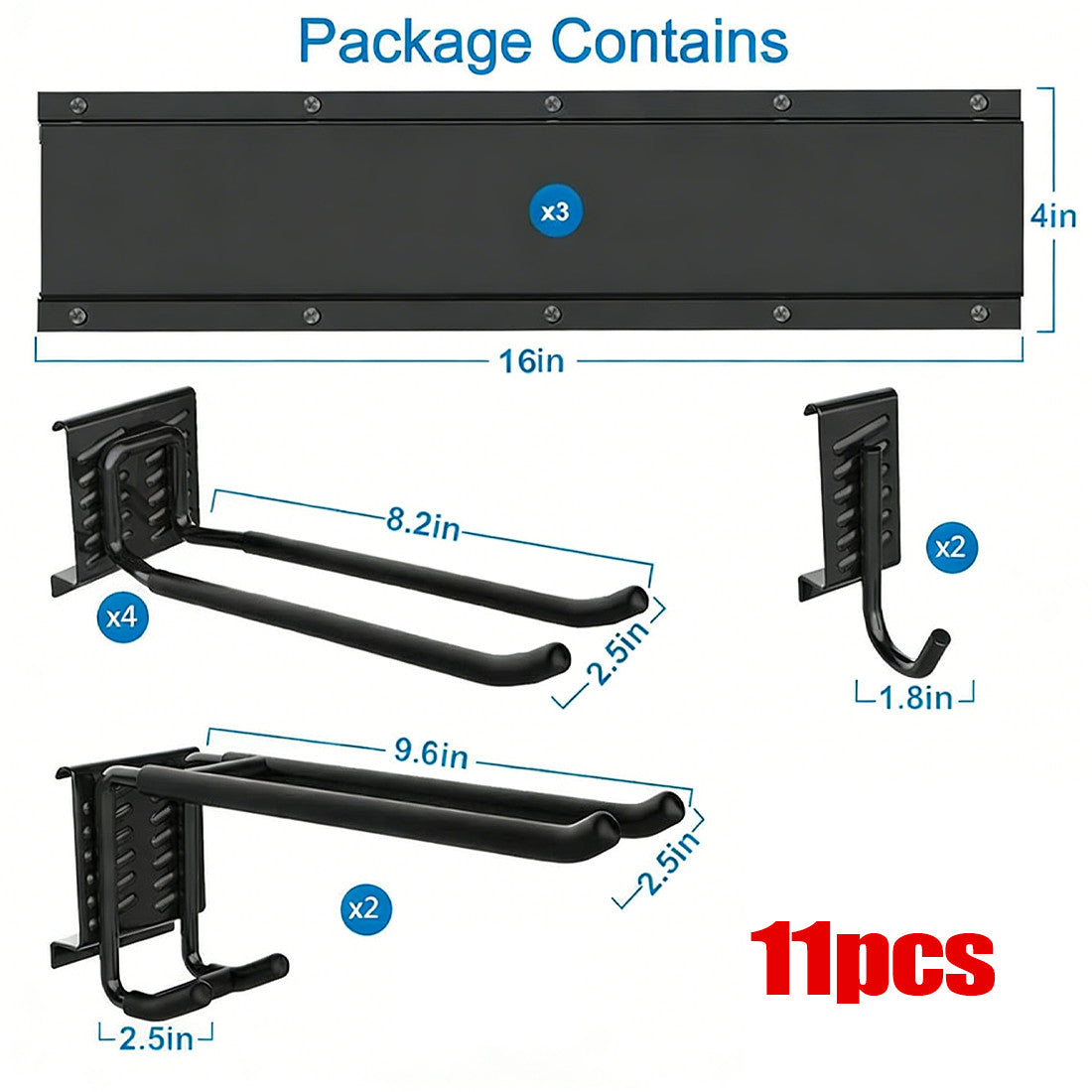 3x Garage Garden Tool Holder Storage Rack Shed Wall Mounted Organizer Long Hooks